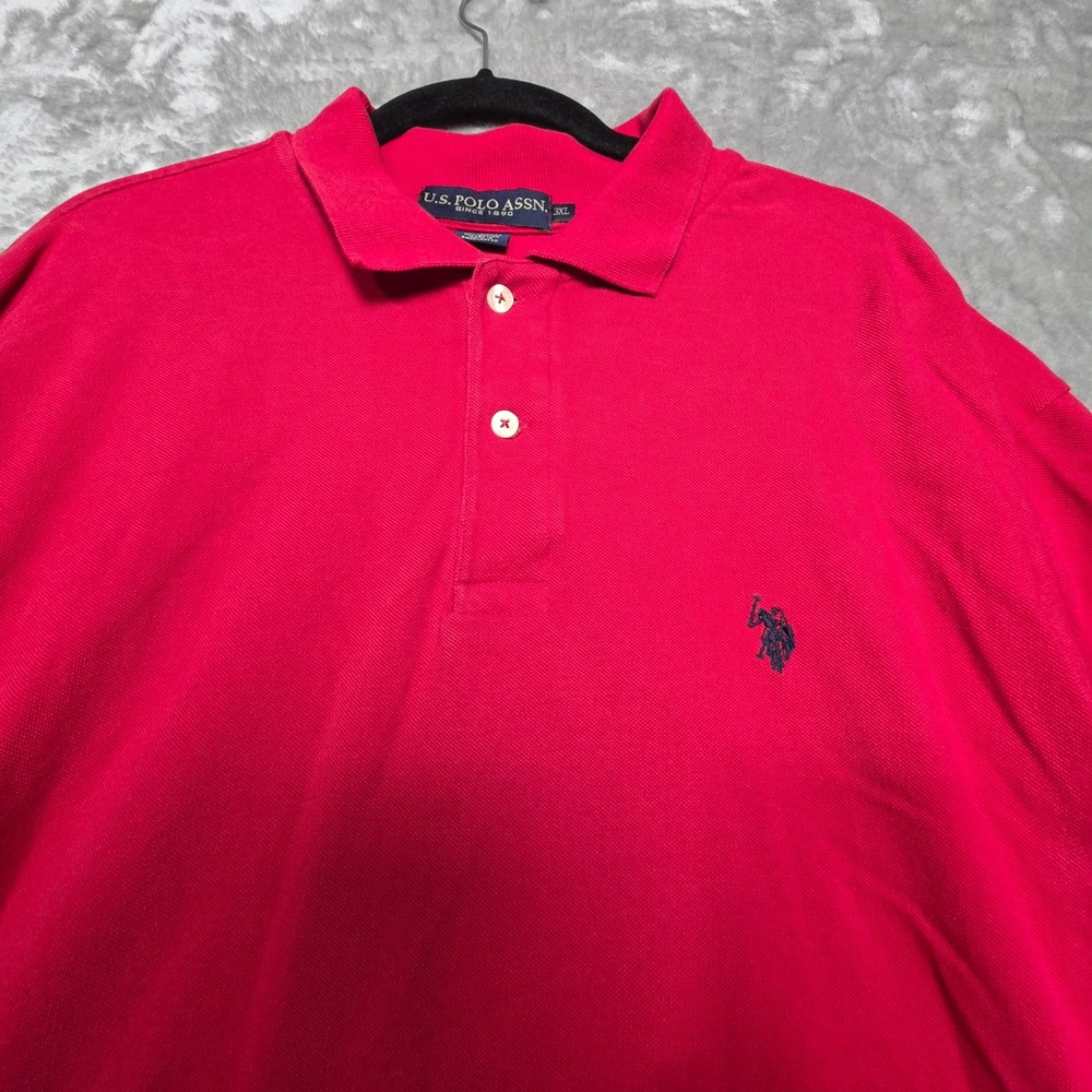US Polo Assn Mens 3XL Red Short Sleeve Cotton Pique Polo Shirt Logo - Picture 6 of 7